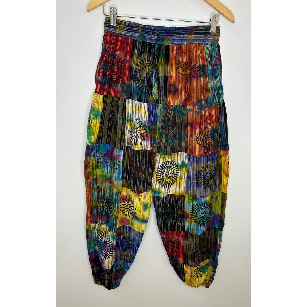 Rising International Patchwork Harem Pants Boho Hippie Festival Nepal Medium - Picture 11 of 11